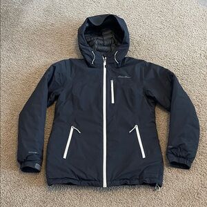 Eddie Bauer Women's Black Jacket with White Accents